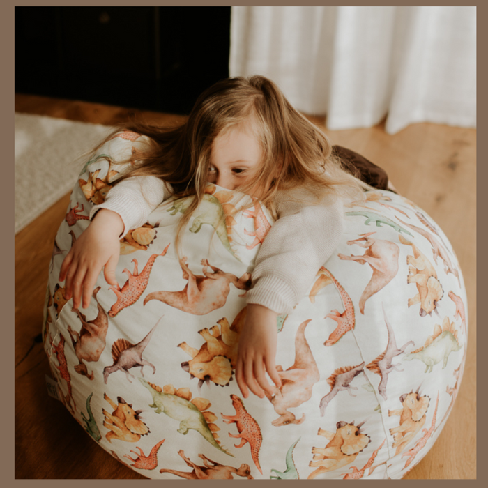 Kids Bean Bag Chair | Dinosaurs Cream