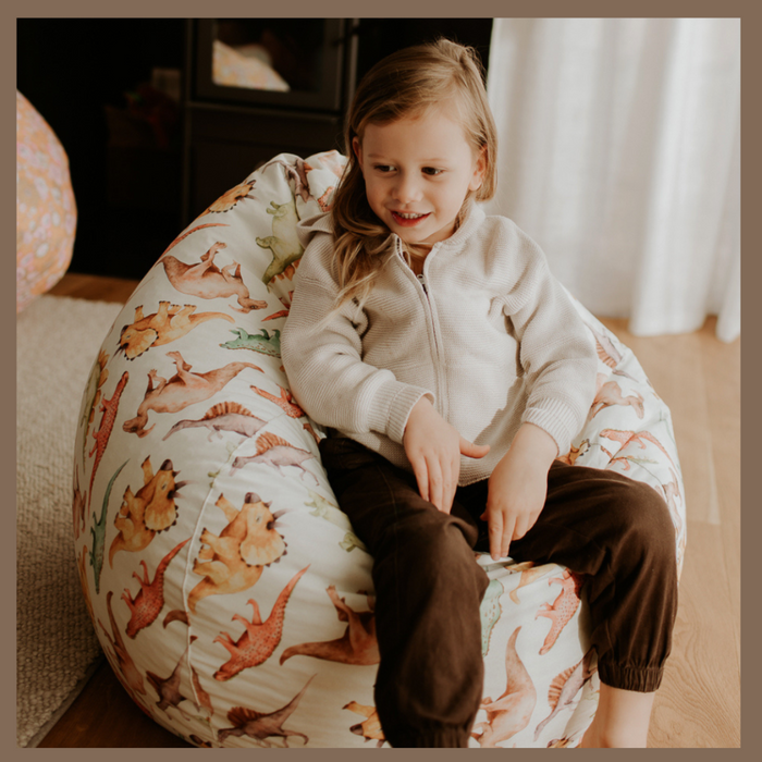 Kids Bean Bag Chair | Dinosaurs Cream