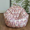 This isteardrop kids bean bag with Holly  pattern  of colourful rainbows 